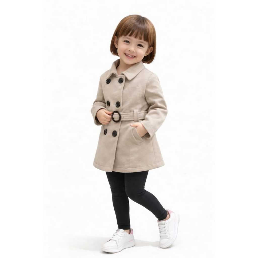 Casaco Infantil Inverno Menina Trench Coat Moletom Premium