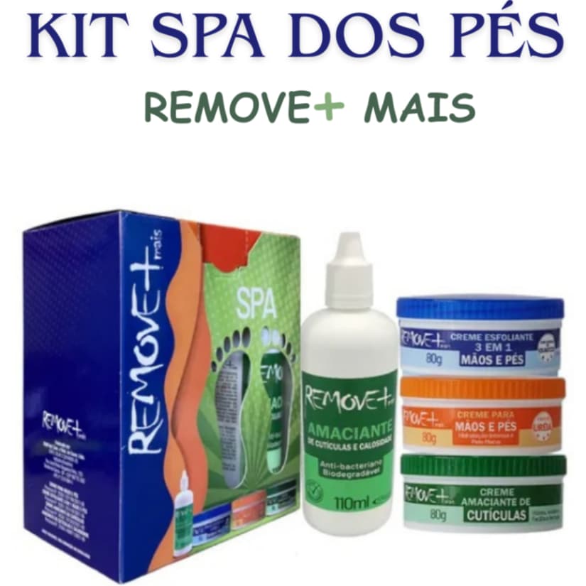 KIT SPA DOS PÉS REMOVE + MAIS - Amaciante de Cutículas e Calosidades - Creme a base de ureia