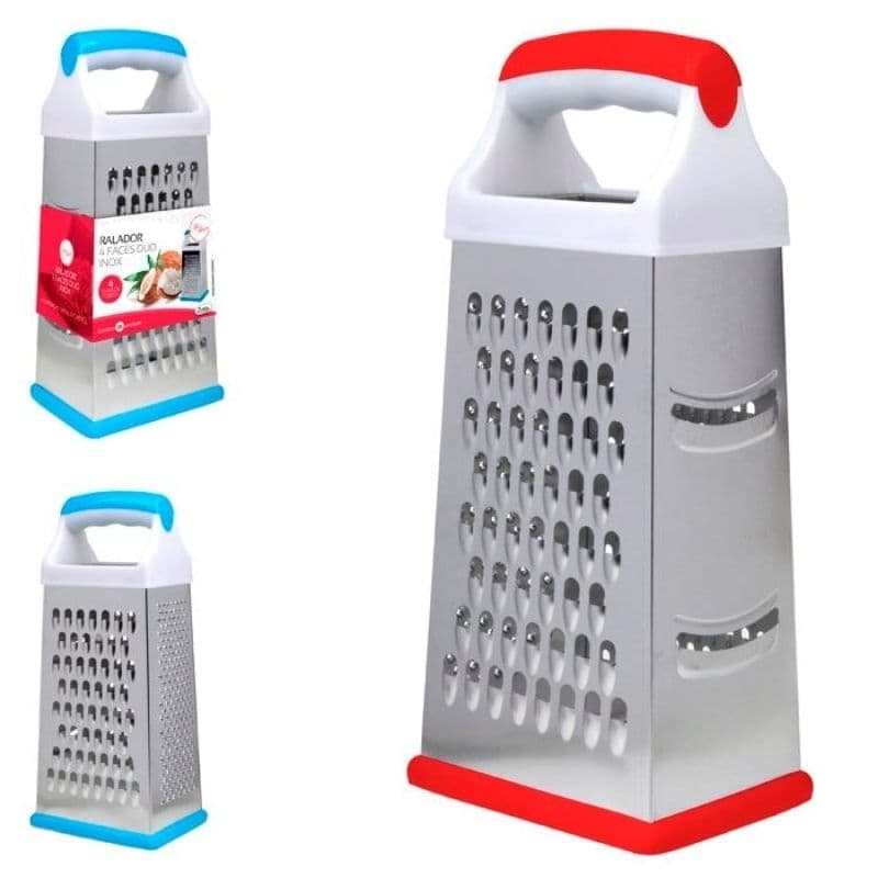 Ralador Inox 4 Lados Multiuso Duo Ralador de Queijo Legumes Frutas Cozinha Alimentos Resistente