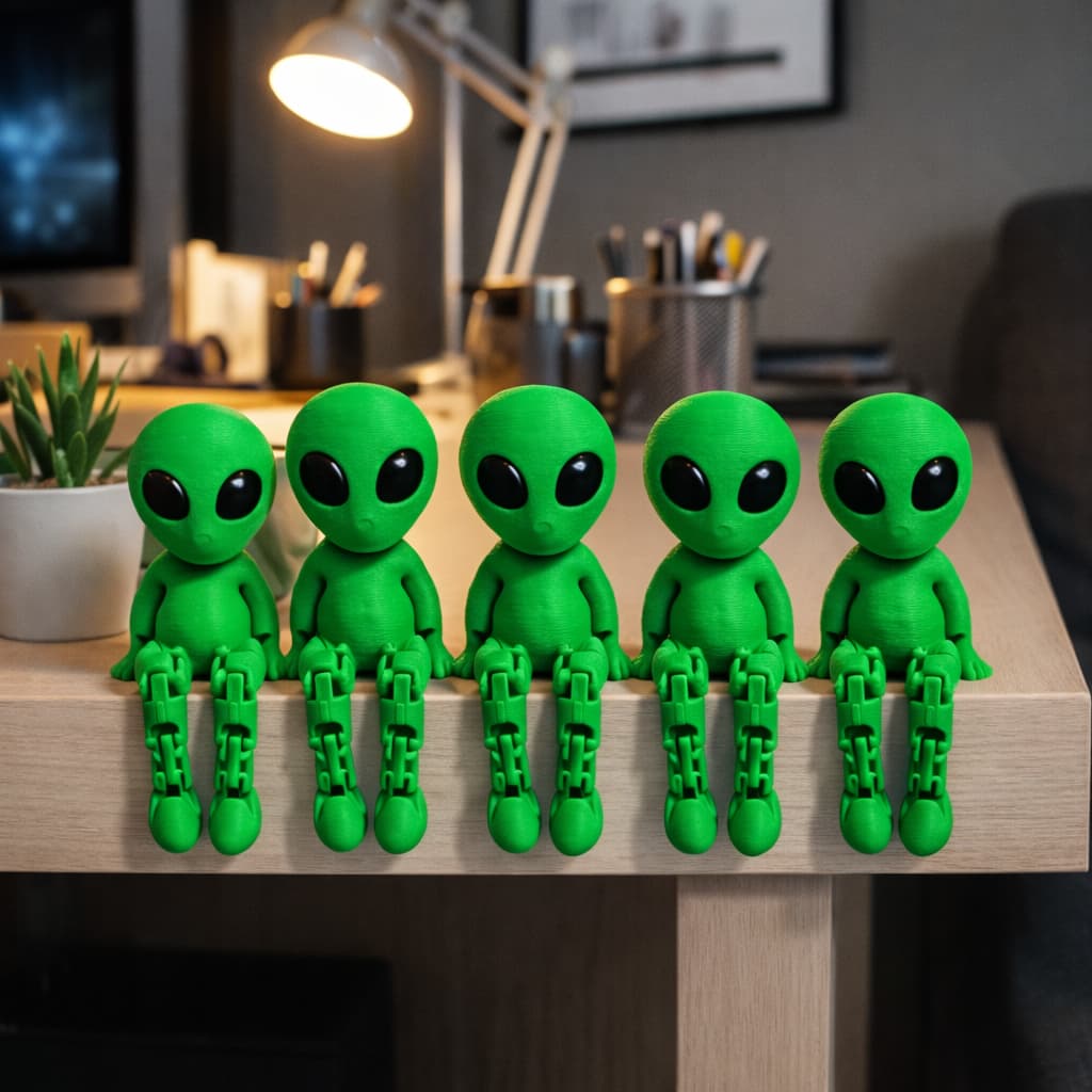 kit 5 Boneco Alien Sentado Pernas Articuladas Decoração ET Alienígena  Fofo 7cm Atura verde presente