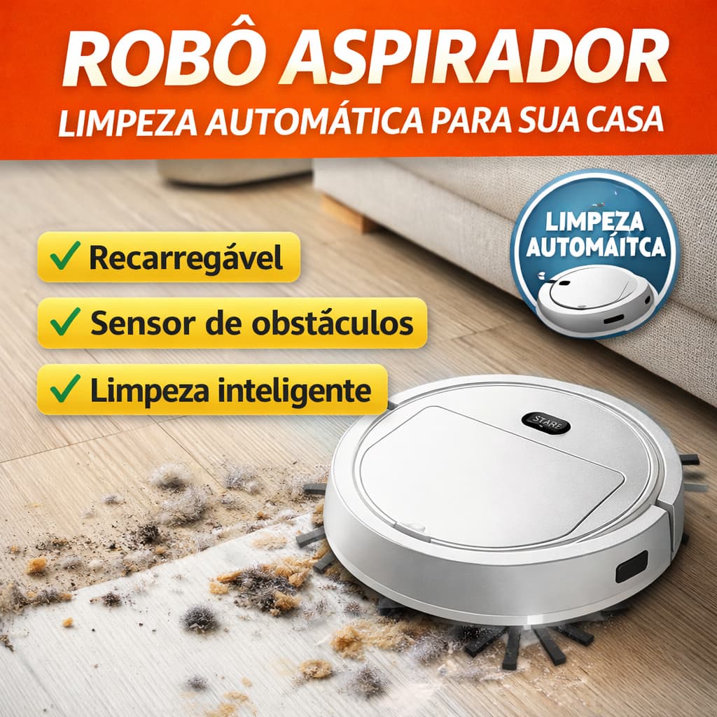 🤖 Robô Aspirador de Pó Inteligente Recarregável 110V