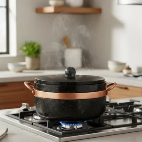 Panela de Pedra 1,5 L Com Alça De Cobre