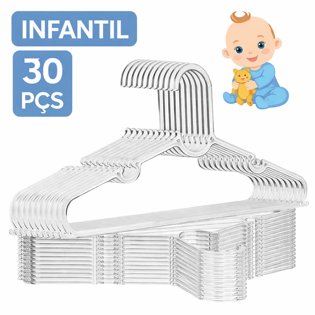 Infantil Cabide Acrílico Kit Cabides Transparente Resistente Organizar Roupas Bebê Criança RN
