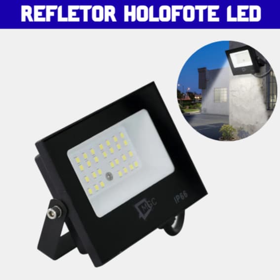 Refletor  Holofote LED 50W a 300W 6500K Prova Dágua Preto para Área Externa IP6527/220V Branco Frio