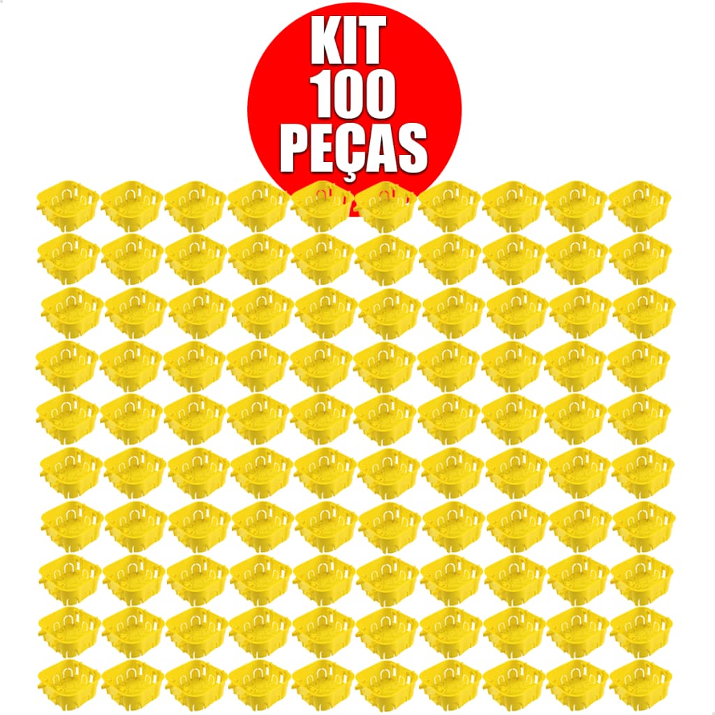 Kit Caixa De Embutir Drywall 4x4 Amarela Tramontina Para Gesso 50, 75 E 100 Un