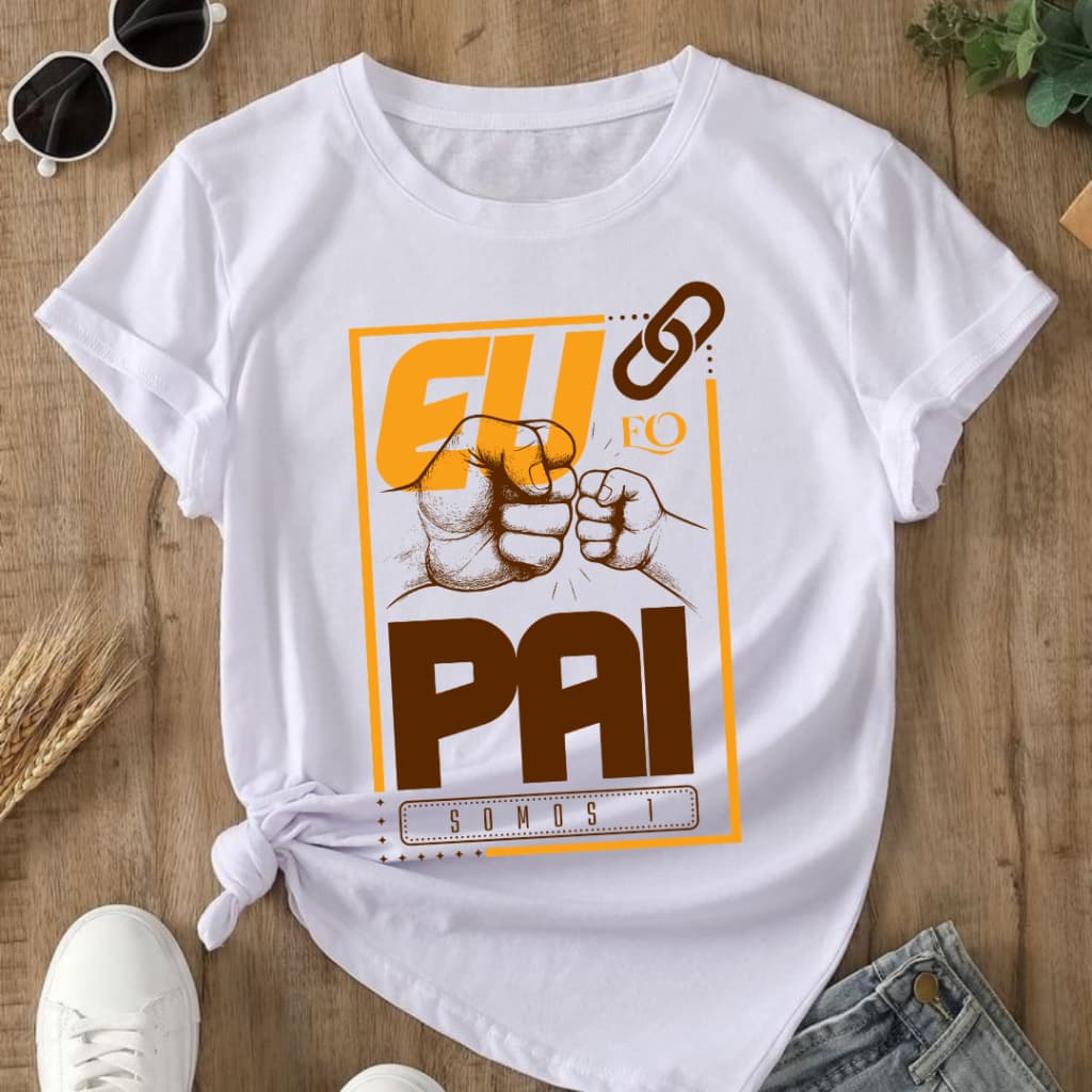 Camiseta Feminina Cristã Eu E O Pai Estilosa Moda Evangélica Camisa Gospel Blusa