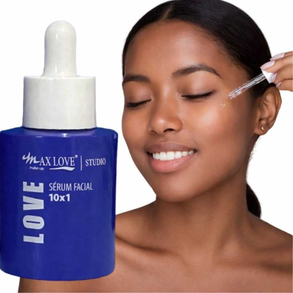 Max Love Sérum facial 10x1 - hidratante 30ml uso diário c/ Ácido Hialurônico Rosa Mosqueta