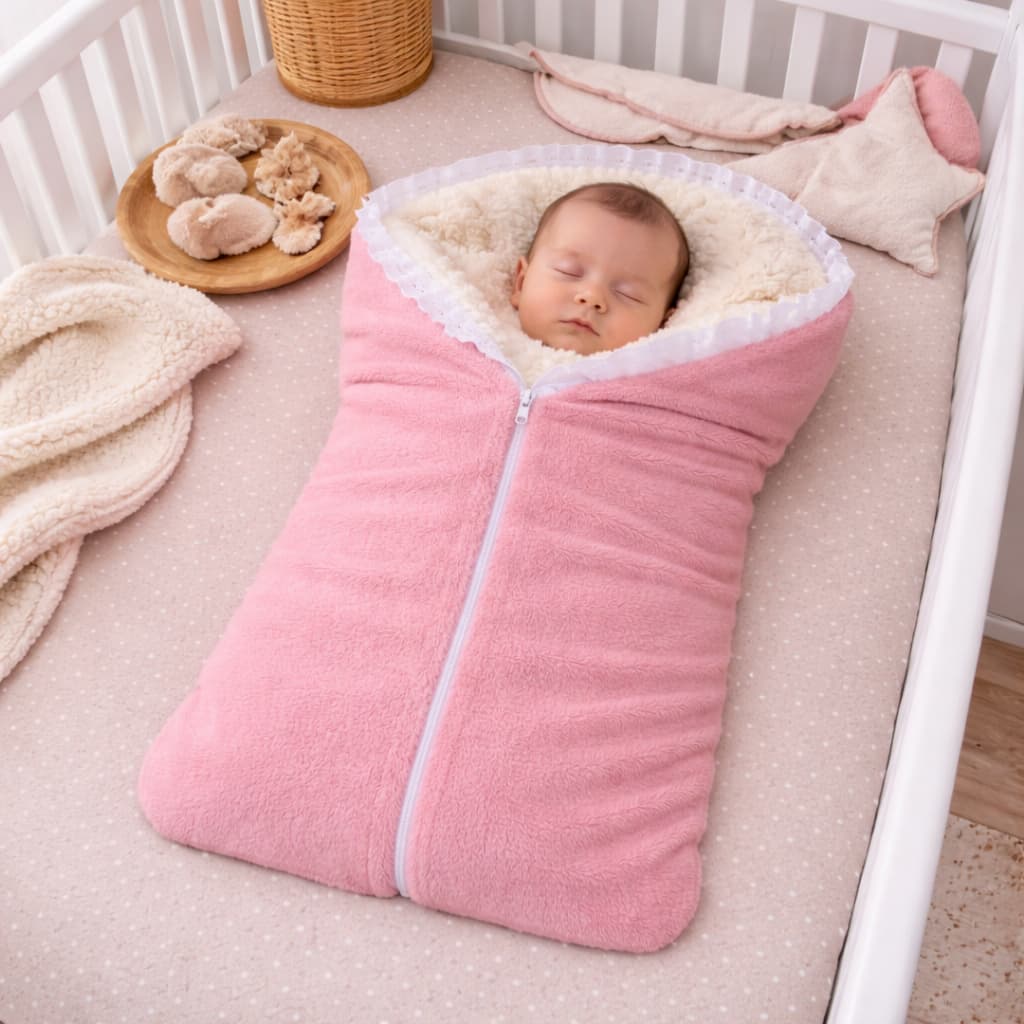 Saco De Dormir Bebê Sherpa Quentinho Soft Fleece Com Zíper