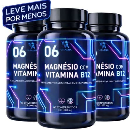 6 Magnesio com Vitamina B12 Ascorbato Bisglicinato Citrato Malato Óxido Taurato - ENVIO IMEDIATO