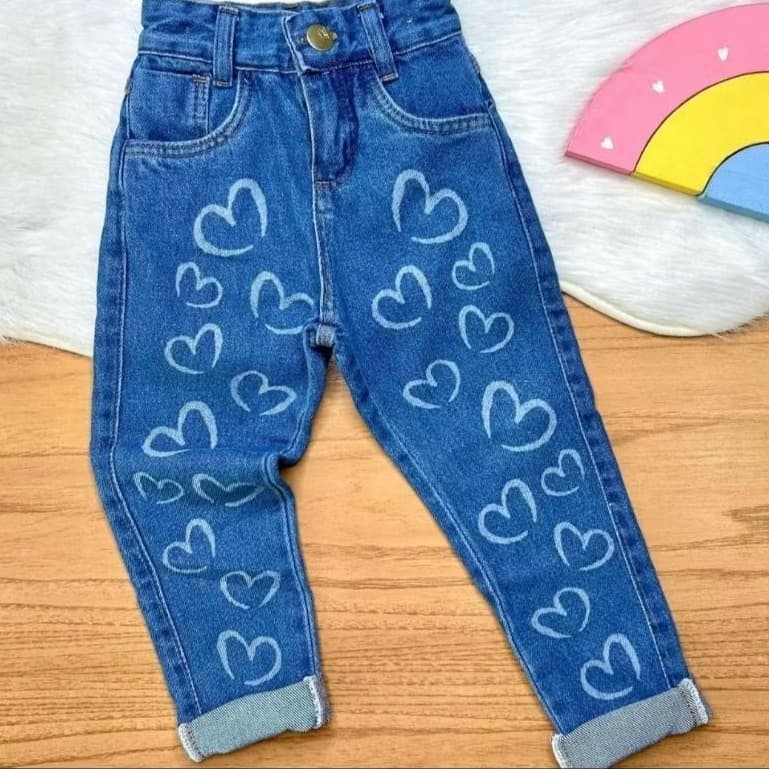 calça infantil e juvenil, calça Mon infantil, calça do coração, calça jeans menina.