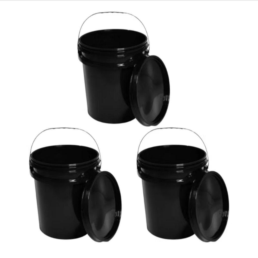Kit 3  Baldes Industrial Tintas e Resinas 20 Litros Com Tampa, Alça e lacre