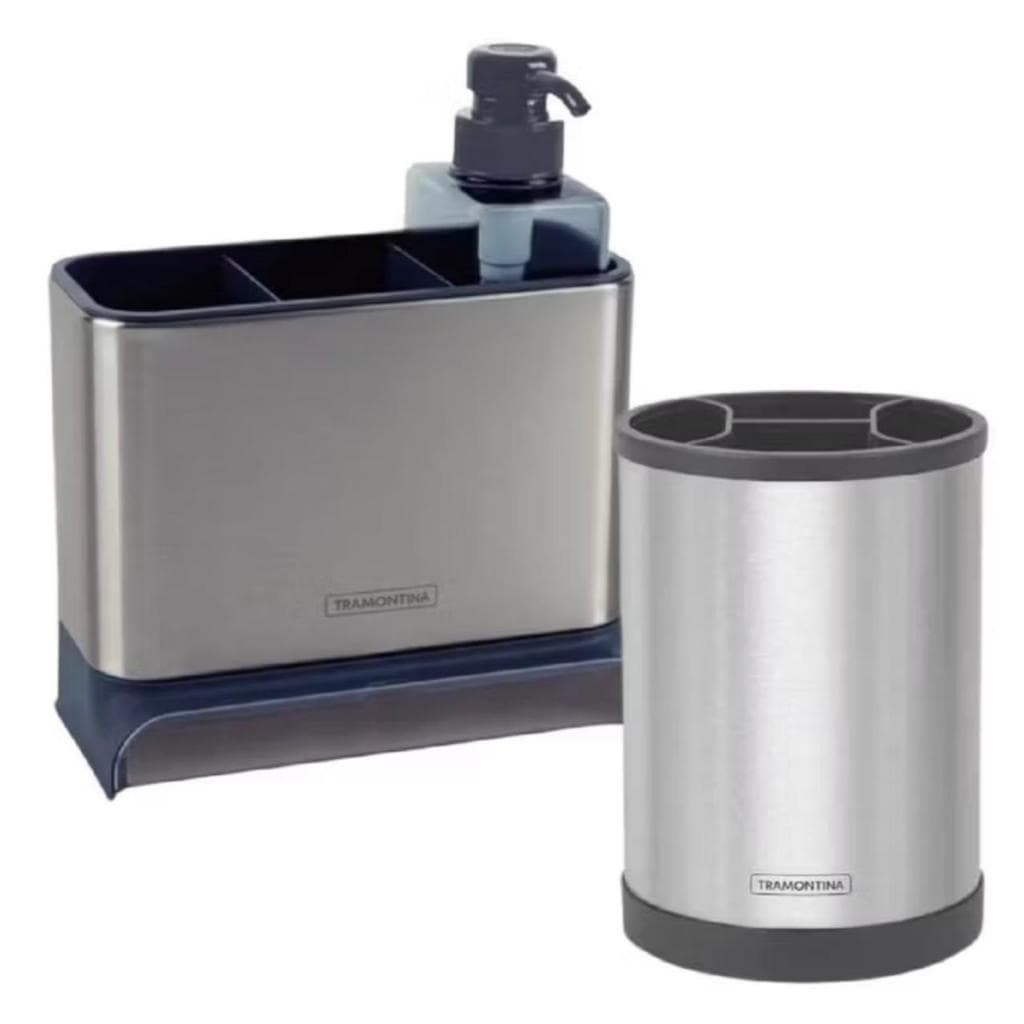 KIt cozinha Tramontina Dispenser Detergente Porta talheres Combo Organização Praticidade na Cozinha
