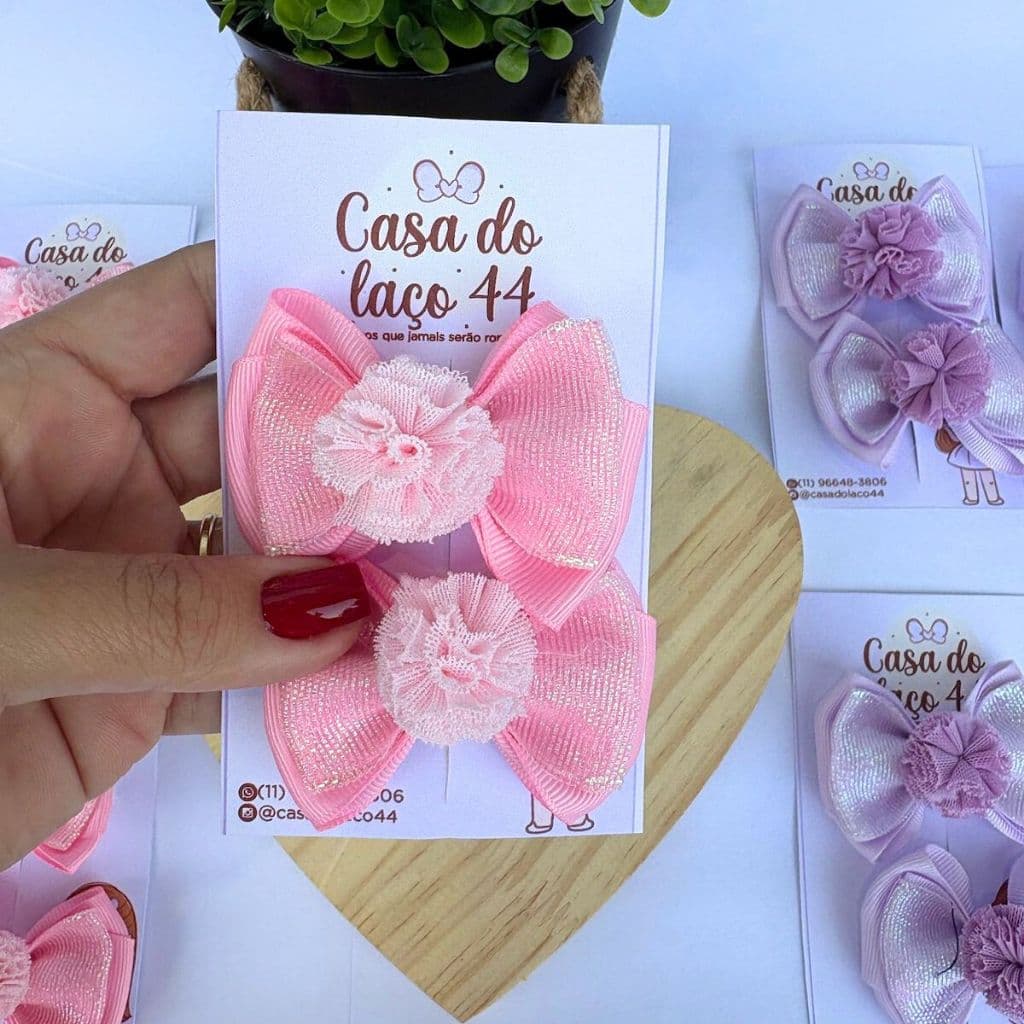 Laços de cabelo infantil Luxo pompom