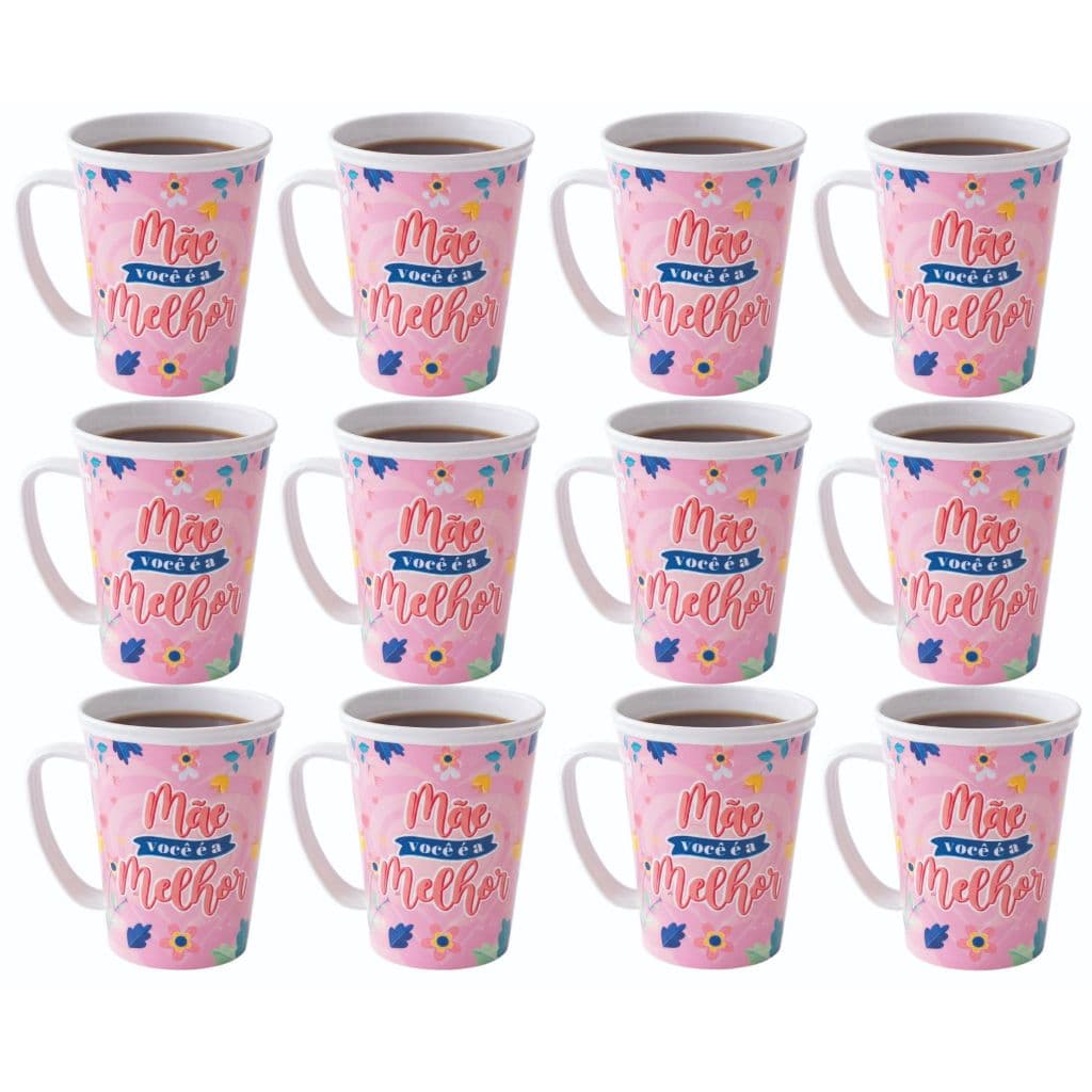12 caneca dia das mães de plástico 350 ml BPA FREE micro-onda  freezer e lava-louças