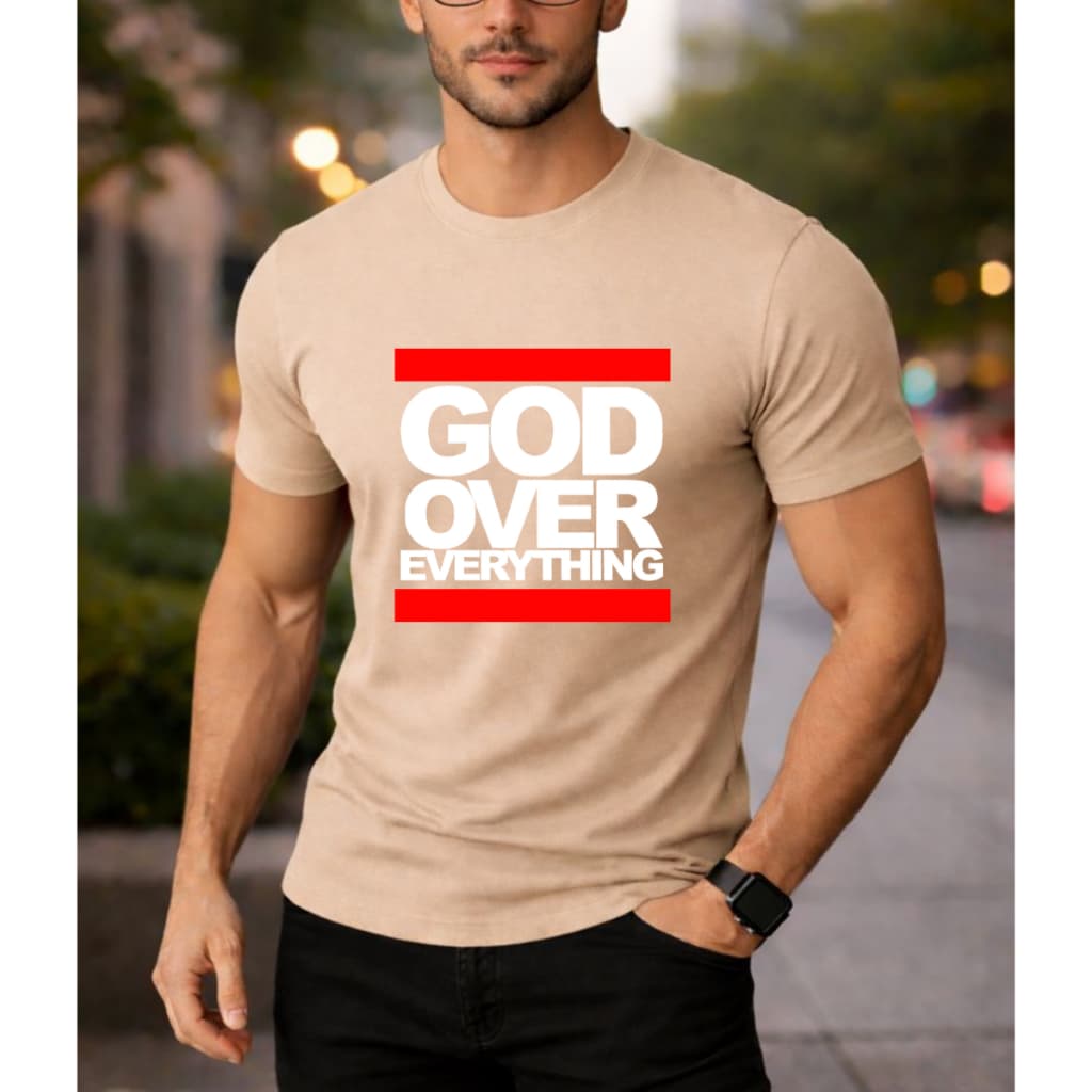 Camisa Evangélica Algodão Tema Personalizado Deus Acima De Tudo