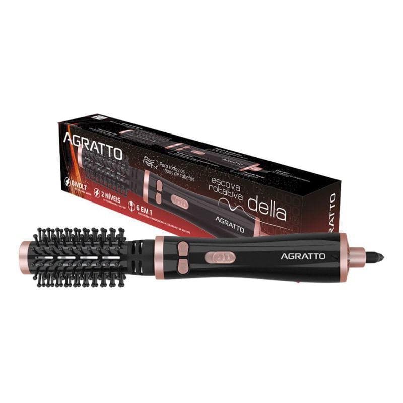 Escova Rotativa 6 EM 1 Tourmaline Ion Ceramic Della  Bivolt