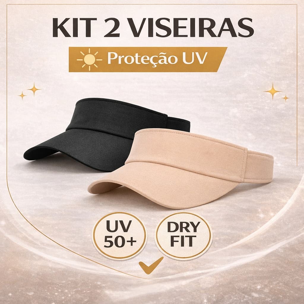 Kit 2 Viseiras Femininas Estilo Moda Proteção Solar UV Ajustável Confortável Verão Praia Caminhada