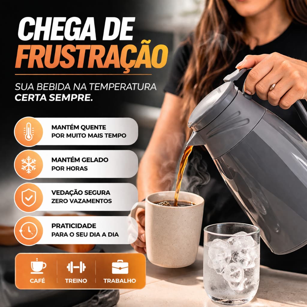 Garrafa Térmica Inox  1L Não Vaza Mantém Quente e Gelado por Horas Design Premium 1 Litro