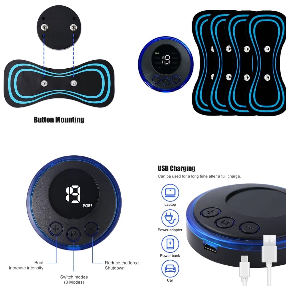 10 Mine kit Massageador Elétrico Portátil Cervical EMS Alivia Dores Corpo Pescoço
