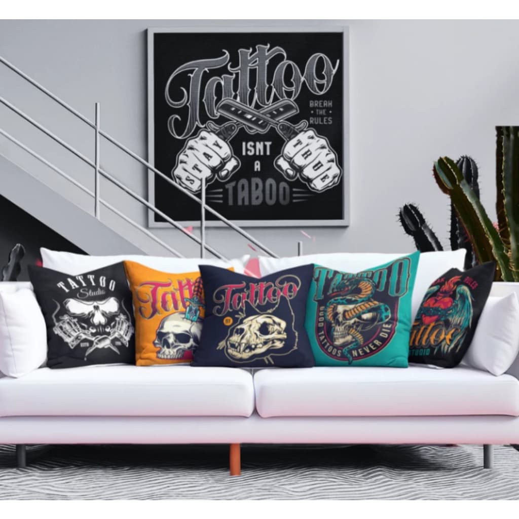 Almofadas rock tatuagem tattoo - decorativas premium cheias 40x40cm
