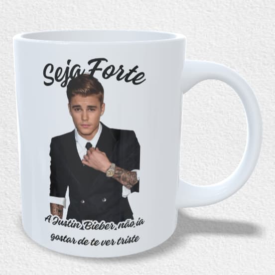 Caneca justin bieber meme seja forte - Presente - amigo