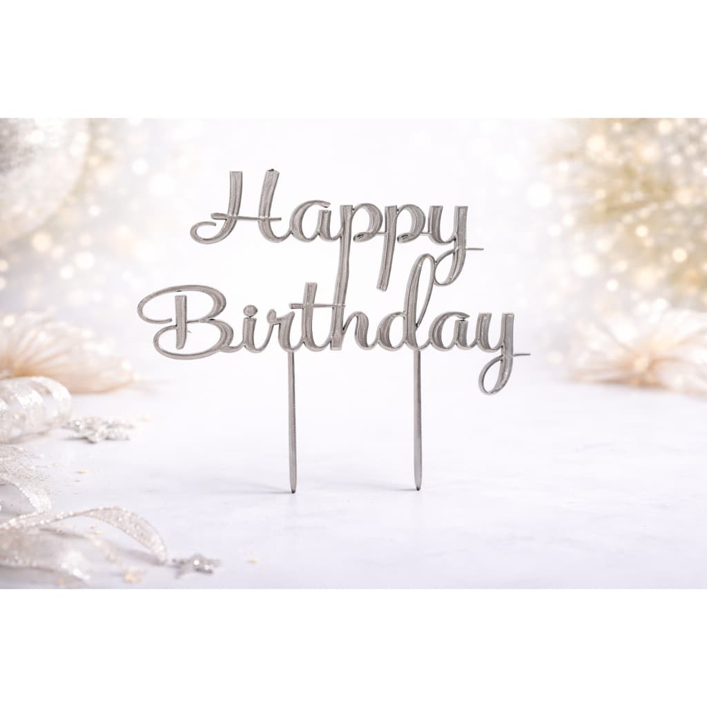 Topo De Bolo Happy Birthday Dourado/prata