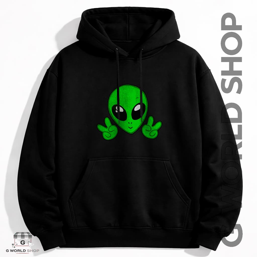 Blusa de Frio Com Capuz ET Legal Alienígena Marciano Verde Meletom Canguru Blusão Adulto e Infantil