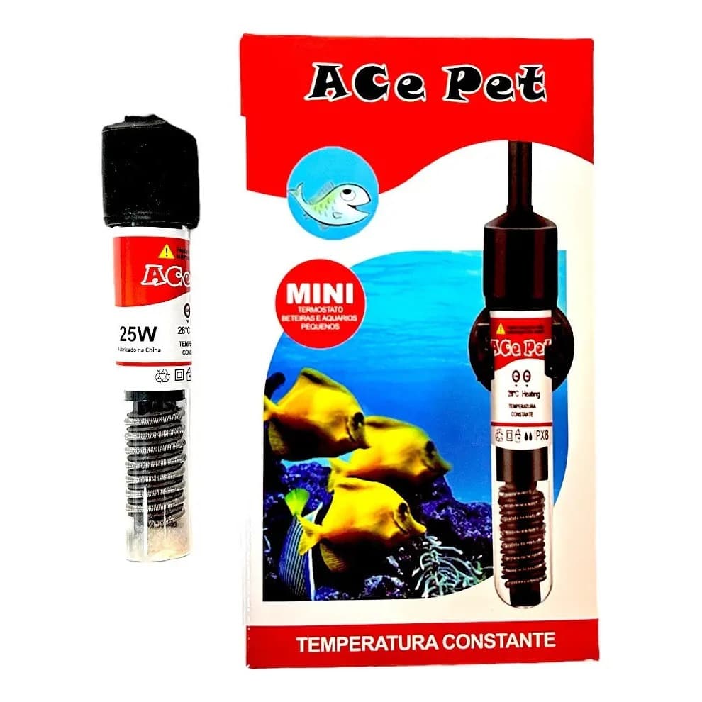 Mini Aquecedor Termostato Aquário 25W Submerso Para Betta Beteira Controle Temperatura