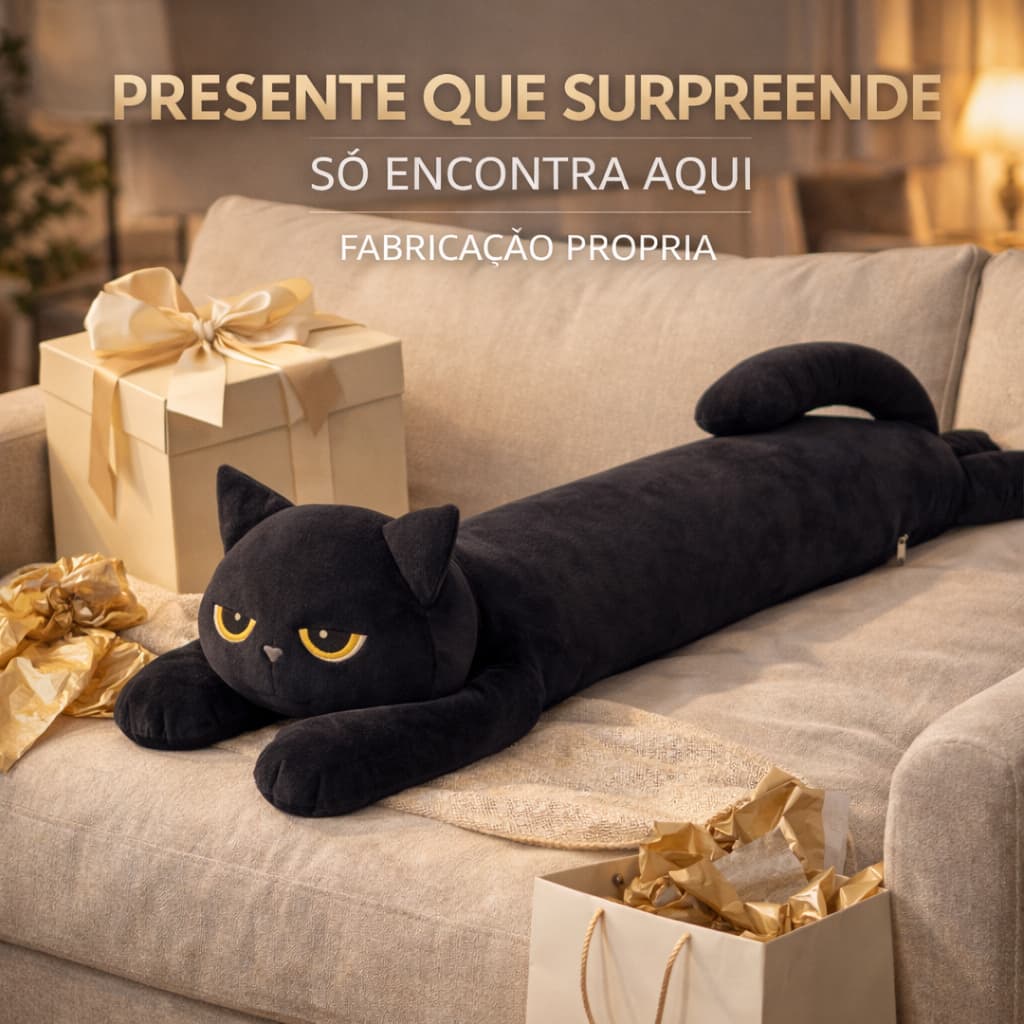 Gato Preto 1 Metro e 50 cm Pelúcia Gigante Super Macia Almofada Decorativa Presente Criativo