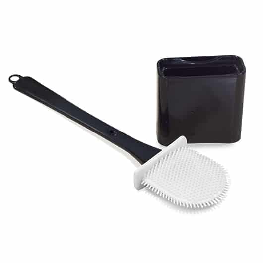 Escova Sanitária De Silicone Vaso Privada De Banheiro Suporte Cor Preto