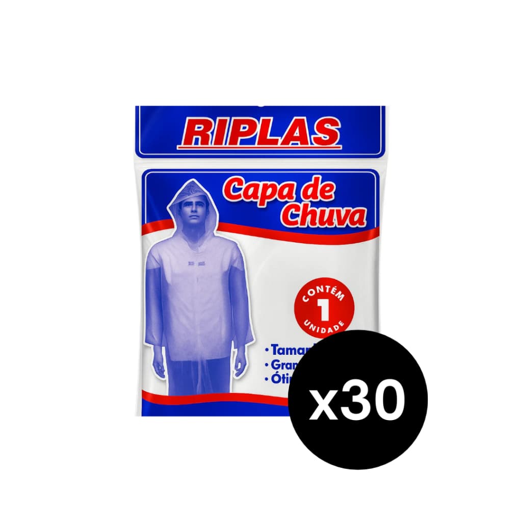 Kit 30 Capas de Chuva Transparentes Descartáveis com Capuz Impermeável para Viagem e Emergência