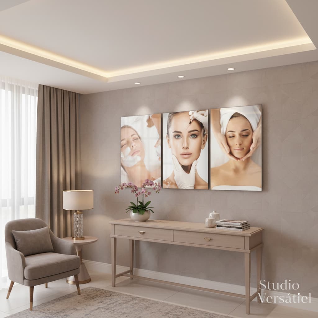 3 Quadro Decorativo Clinica Esteticas spa consultorio mulher hall luxo grande 122x60