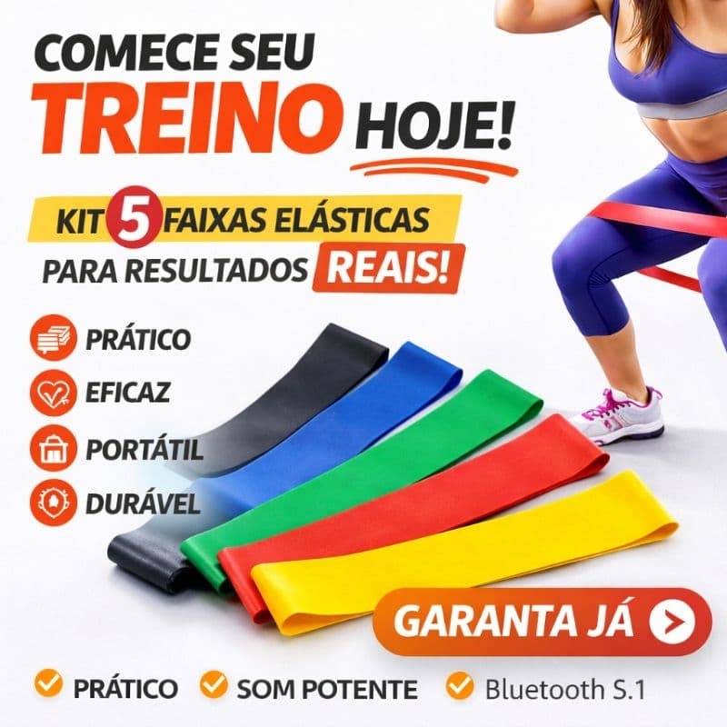 Kit 5 Faixas Elásticas Mini Band Treino Glúteos Academia Funcional Fisioterapia Fitness