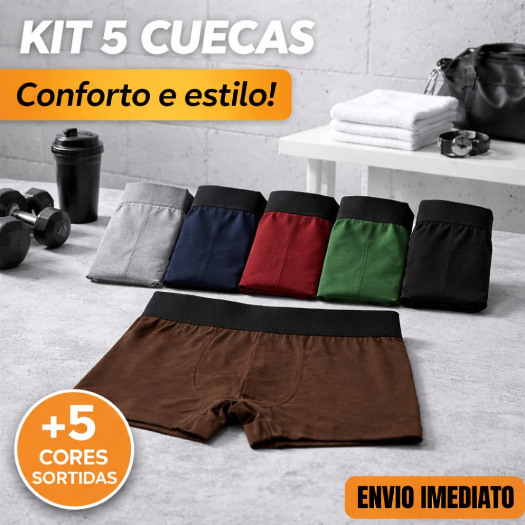Kit 6 Cuecas Boxer Masculina Algodão com Elastano Conforto Diário