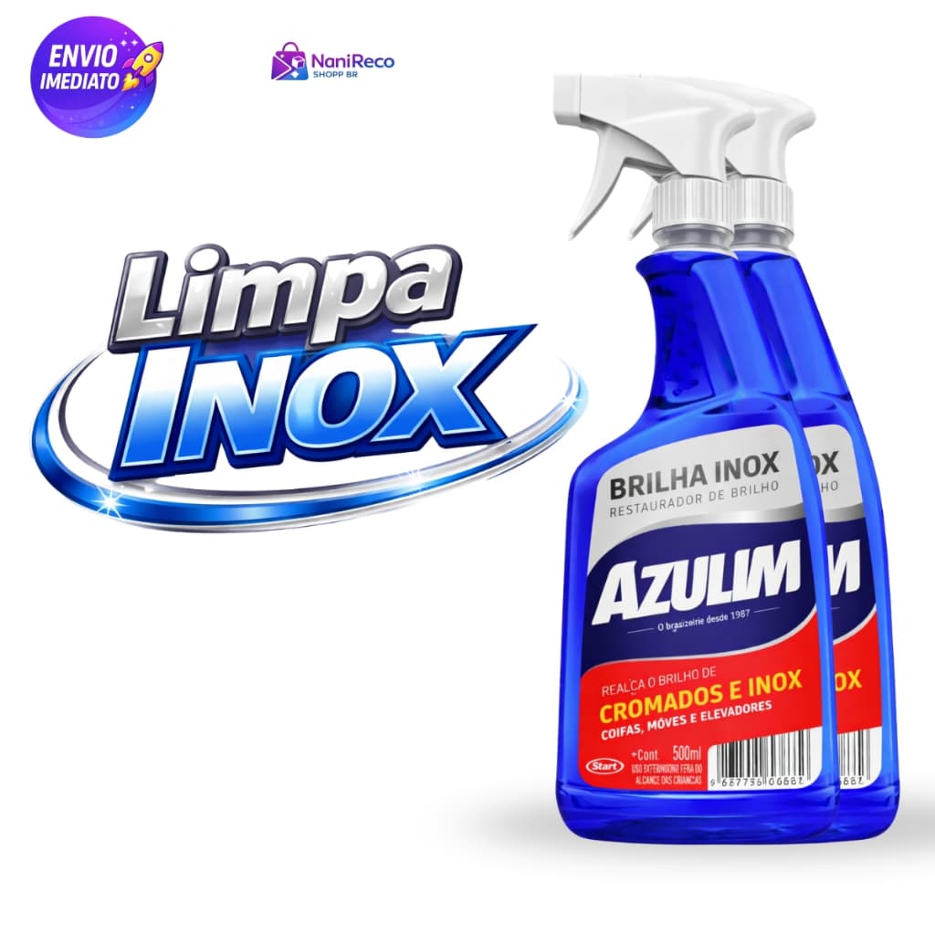 Limpa Inox 500ml Restaurador de Brilho  Ideal para Fogões, Geladeiras, Coifas, Elevadores e Móveis de Aço