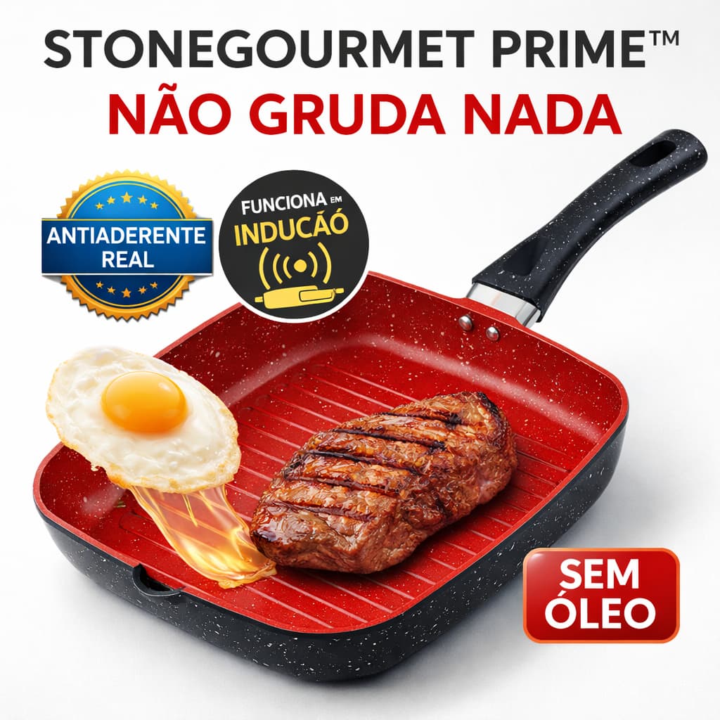 Frigideira Grill Antiaderente 24cm Não Gruda Sem Óleo Fácil Limpeza Panela Grill Quadrada