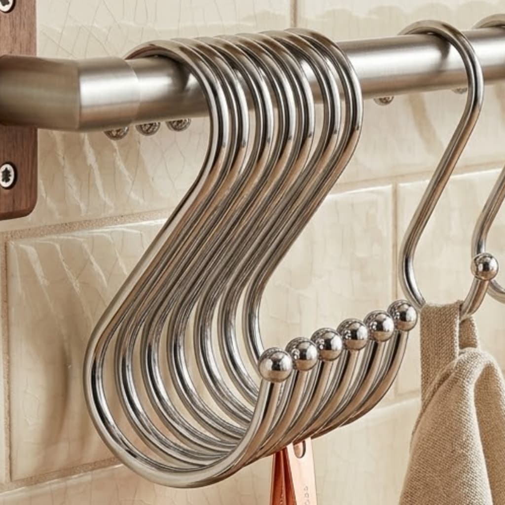 Kit com até 30 Ganchos em S de Aço Inoxidável | Organização Doméstica, Cozinha, Banheiro Roupas