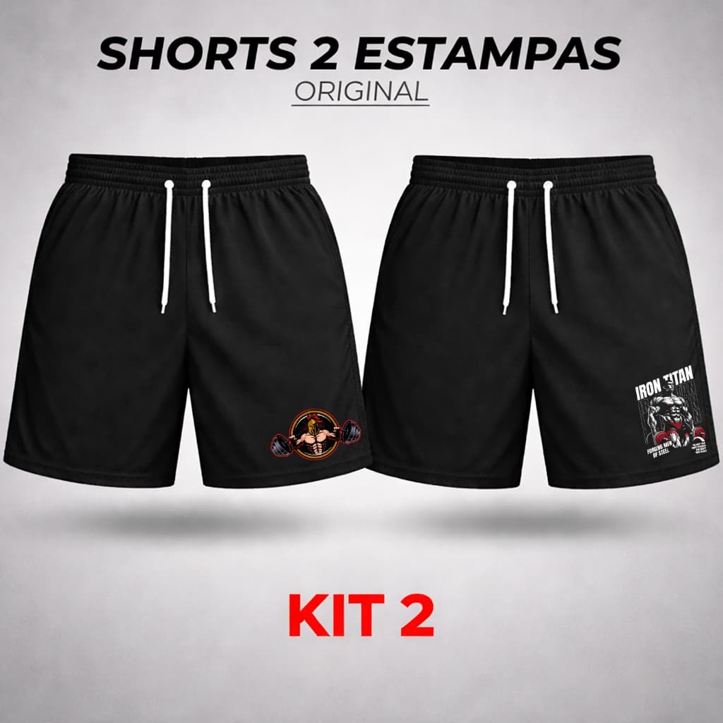 Shorts Tactel Estampado Kit 2 Masculino Treino Espartano Secagem Rápida e Leve Bermuda Para Academia