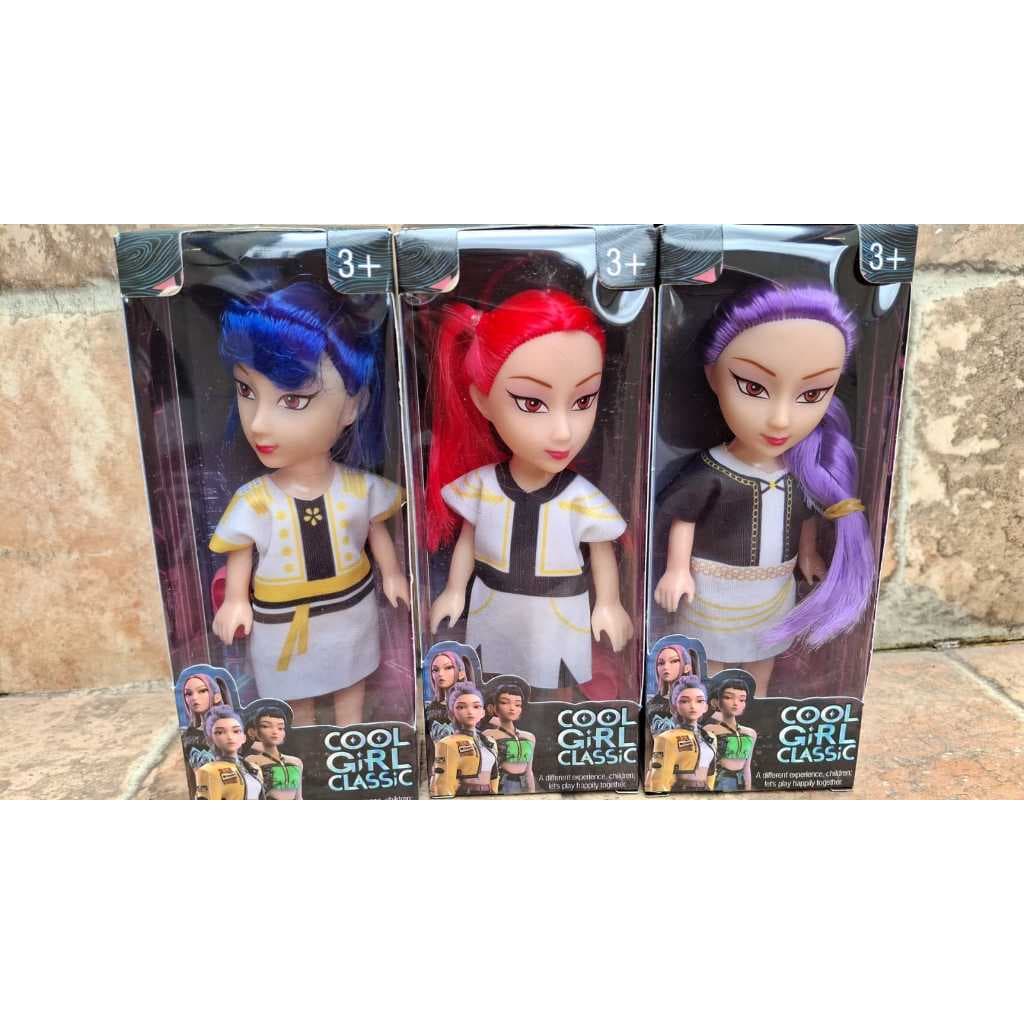Boneca k-Pop Guerreira Rumi Mira Zoey kit 3 boncas brinquedo Barato mede 15 cm
