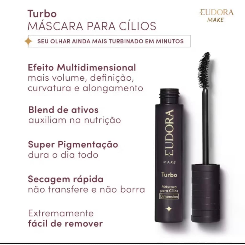 MASCARAS DE CILIOS EUDORA SOUL TURBO, VOLUMAÇO, TURBO SOUL 10G E NINA SECRETS EUDORA
