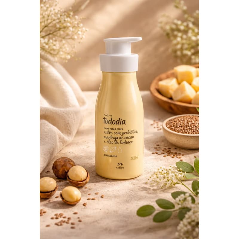 Natura Tododia Hidratante Corporal Macadâmia 400ml - Nutrição Prebiótica, Hidratação Intensa e Toque Macio