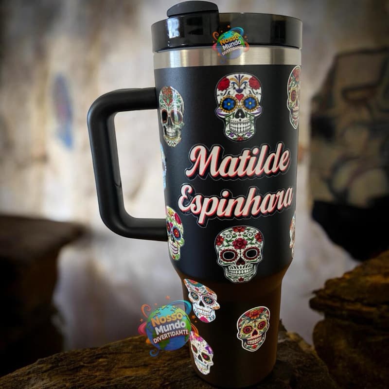 Copo Térmico 1200 ml Caveira Mexicana Personalizado