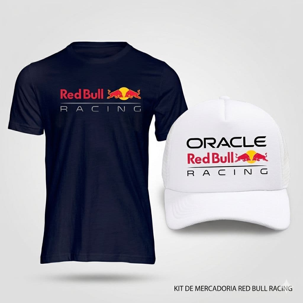Kit Camiseta Dry Fit e Boné Red Bull Racing F1 Duas Cores Disponiveis Coleção 2026 Prime