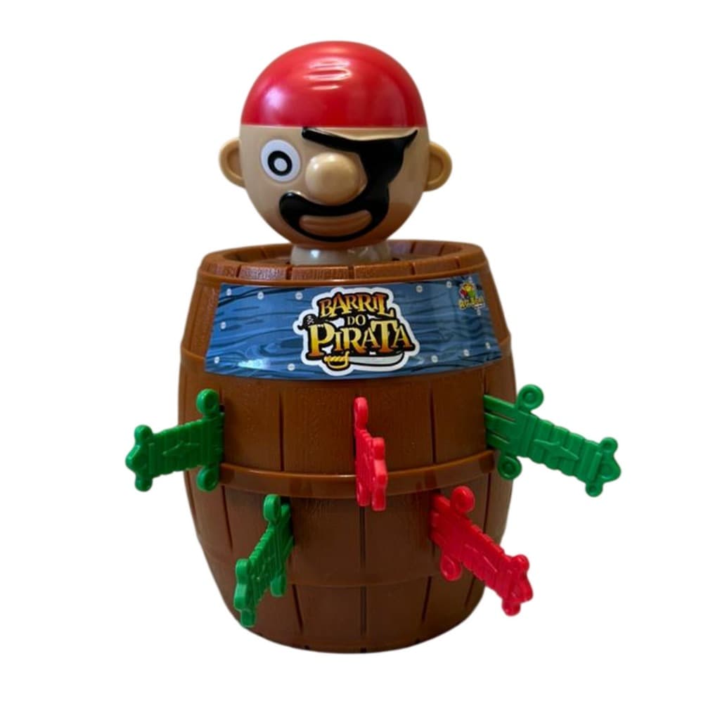 Barril Pirata Pula Pula Brinquedo Infantil Jogo de Mesa com Espadas Divertido
