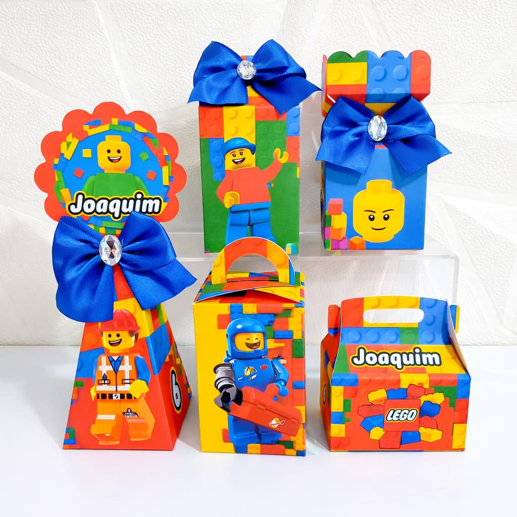Kit Caixas  Lego Lembrancinhas Desmontadas | Papelaria Personalizada para Festa Infantil