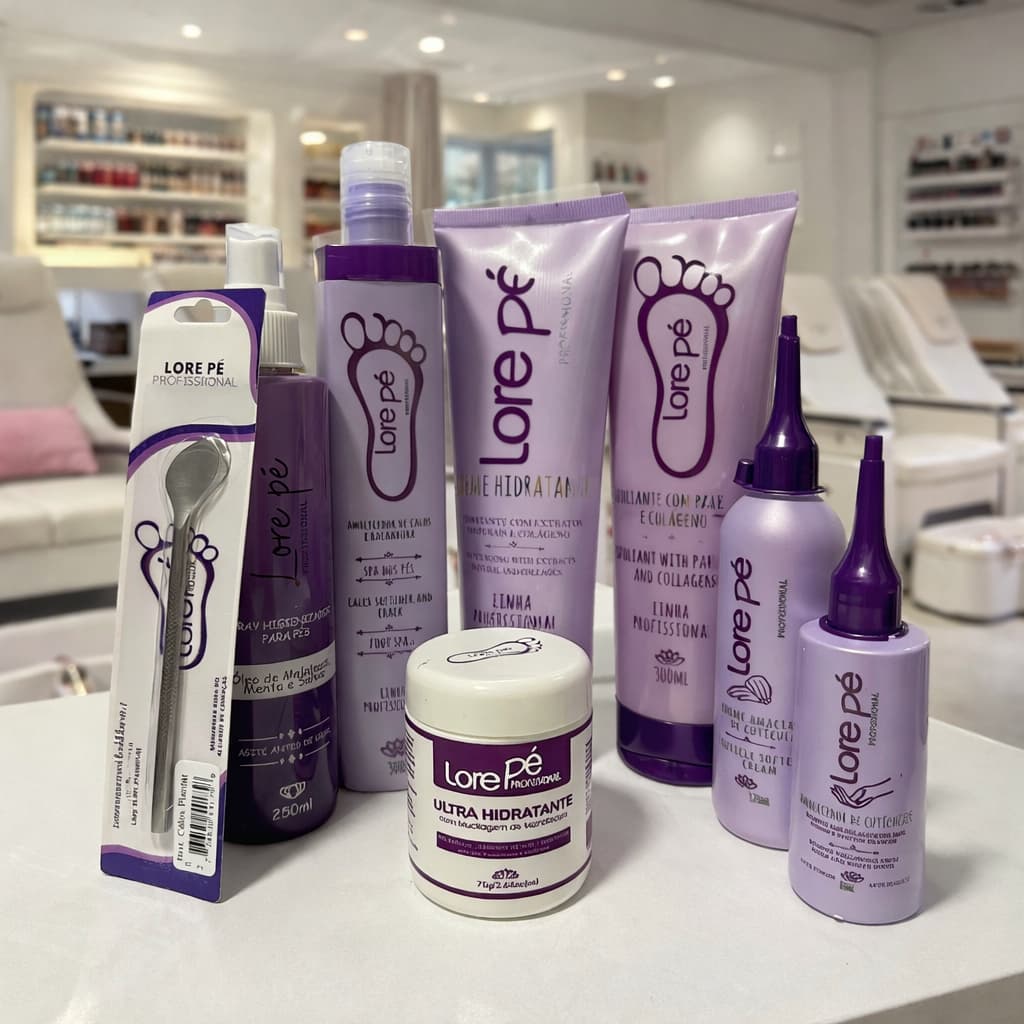Kit Lore Pé Completo 7 Produtos Profissional Hidratação Calos Spray Bisturi 222