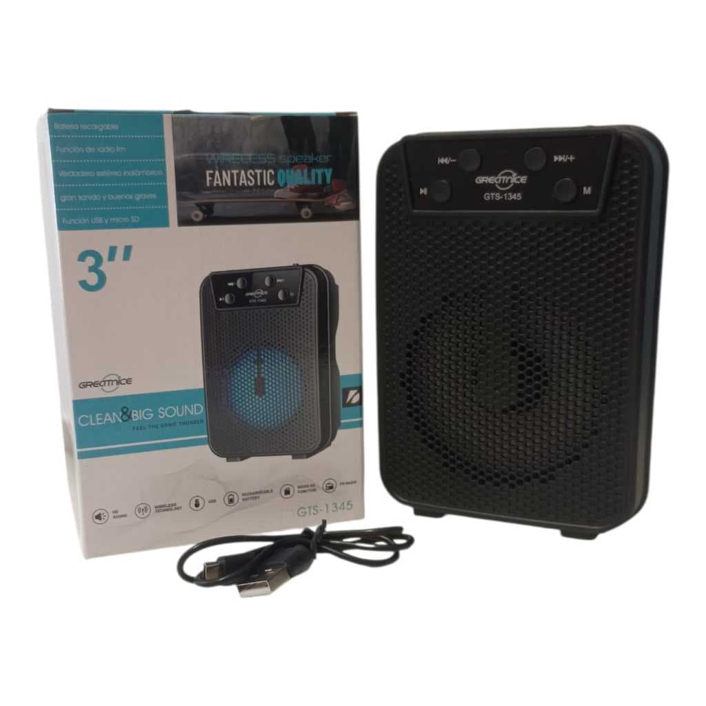 Caixa de Som Bluetooth  3” GTS-1345 – Som Potente e Portátil!