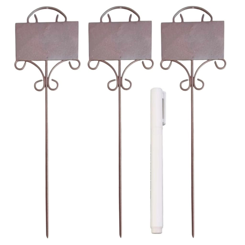 Kit Plaquinha Personalizável Jardim Decoração Aço Corten Arabesco Coroa