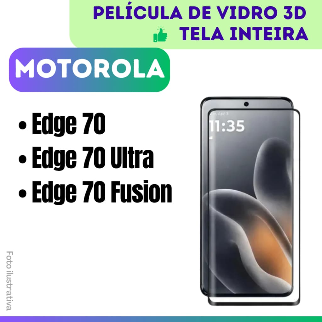 Pelicula de Vidro 3D Para Modelo Motorola Edge 70 / Edge 70 Ultra / Edge 70 Fusion / Protetor 3D.
