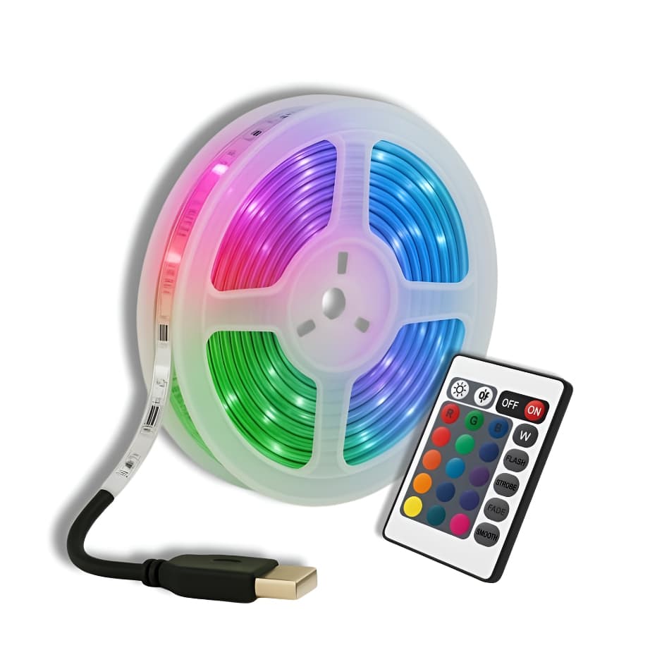 Fita de LED RGB 5 Metros Bluethooth 4.0 APP Amart LED IP44 LED 5050 USB Controle Casa Decoração AP
